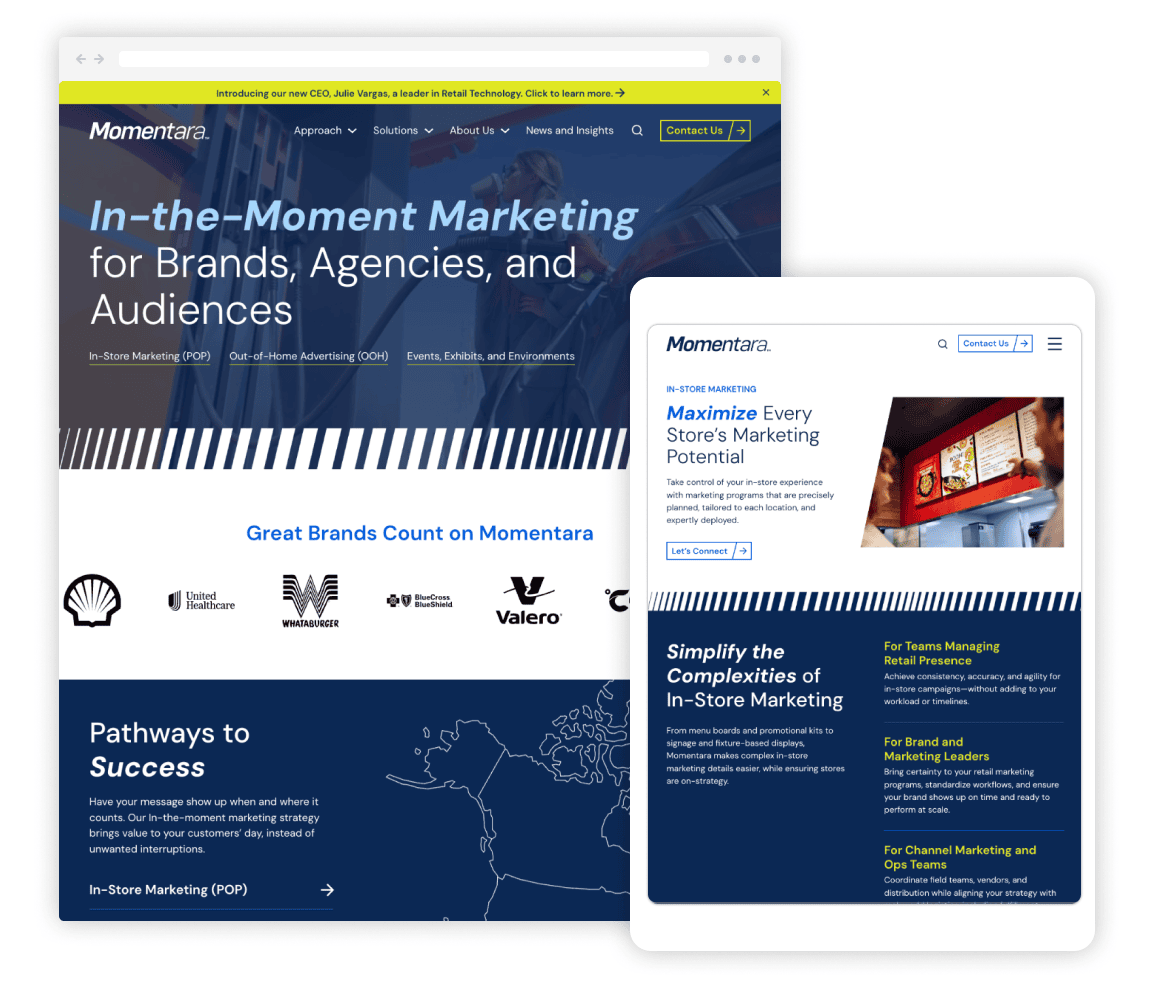 Momentara Website Mockup